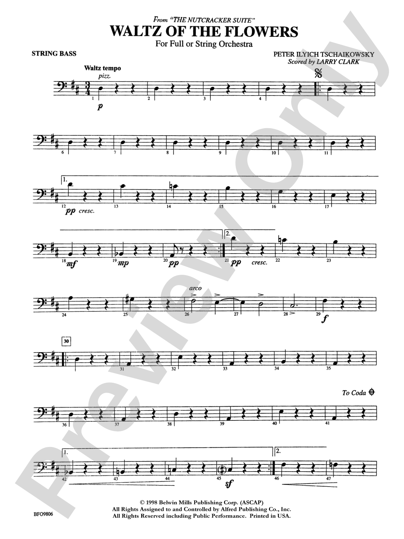 Waltz of the Flowers (from The Nutcracker Suite): String Bass