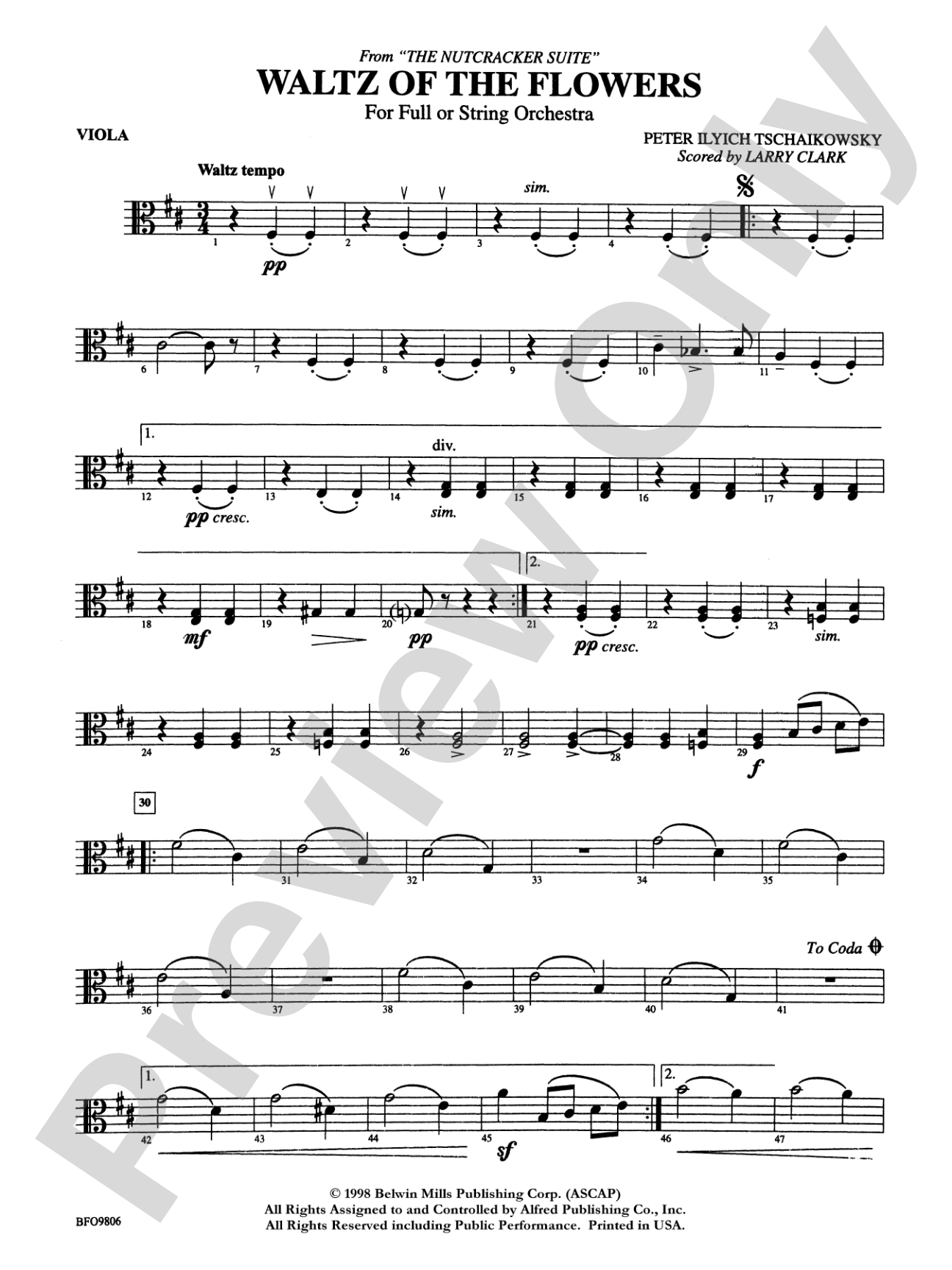 Waltz of the Flowers (from The Nutcracker Suite): Viola