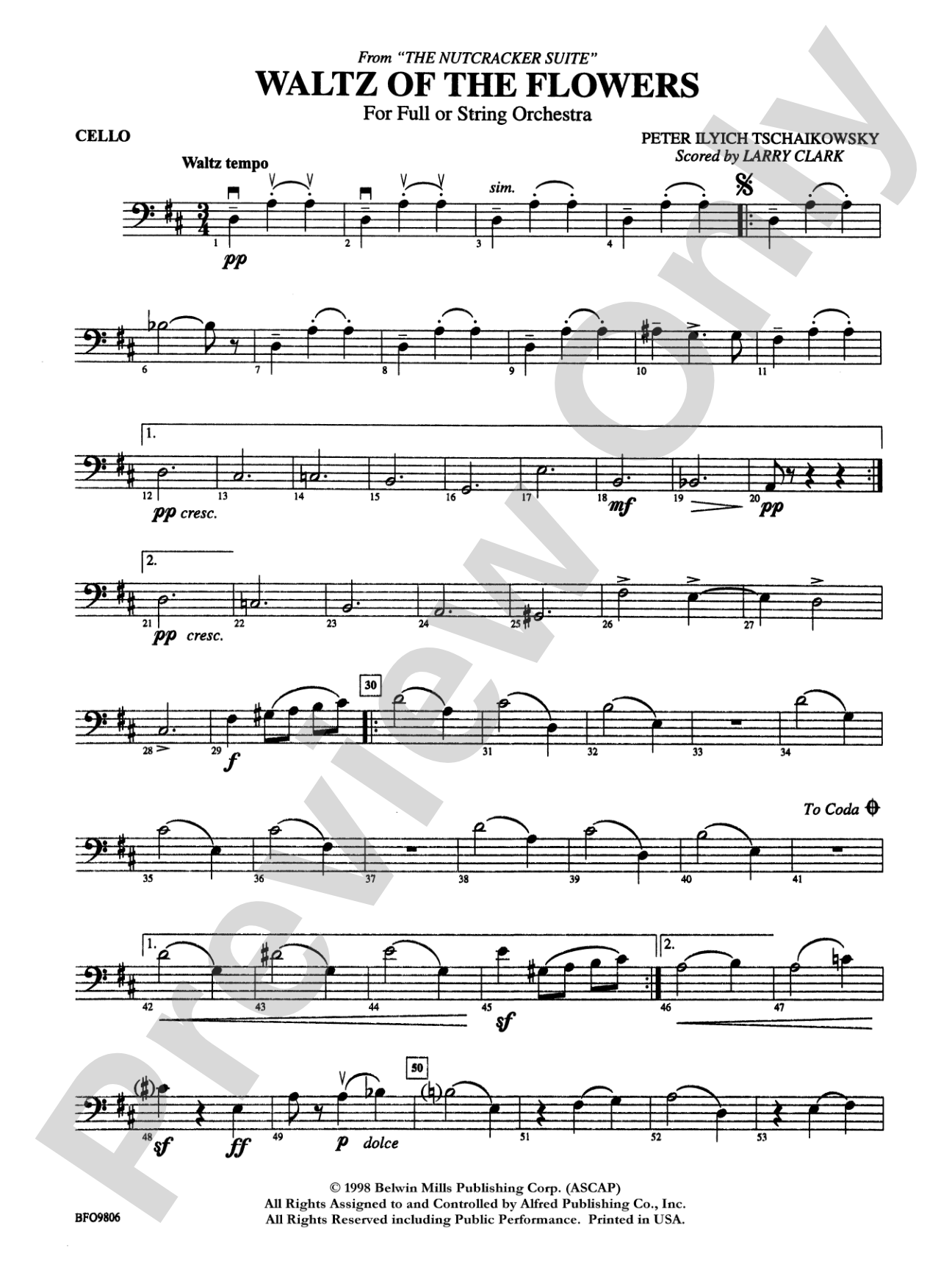 Waltz of the Flowers (from The Nutcracker Suite): Cello