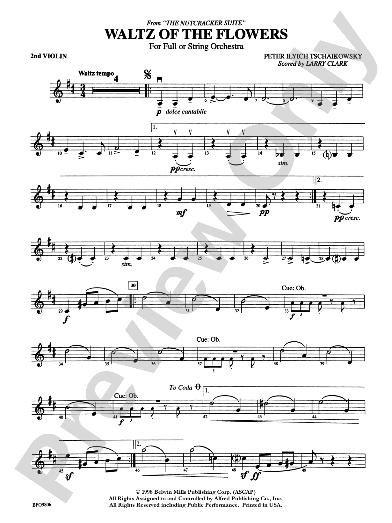 Waltz of the Flowers (from The Nutcracker Suite): 2nd Violin