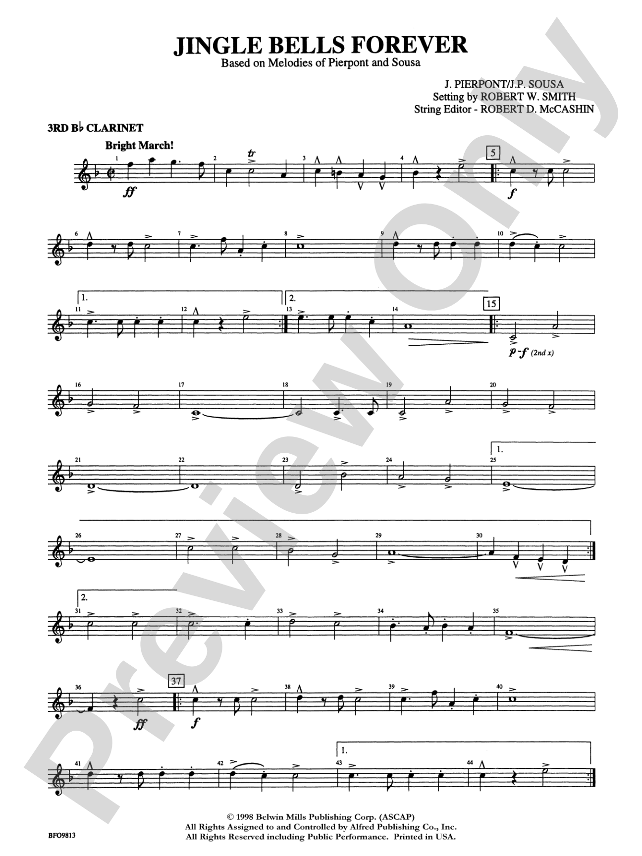 Jingle Bells Forever: 3rd B-flat Clarinet