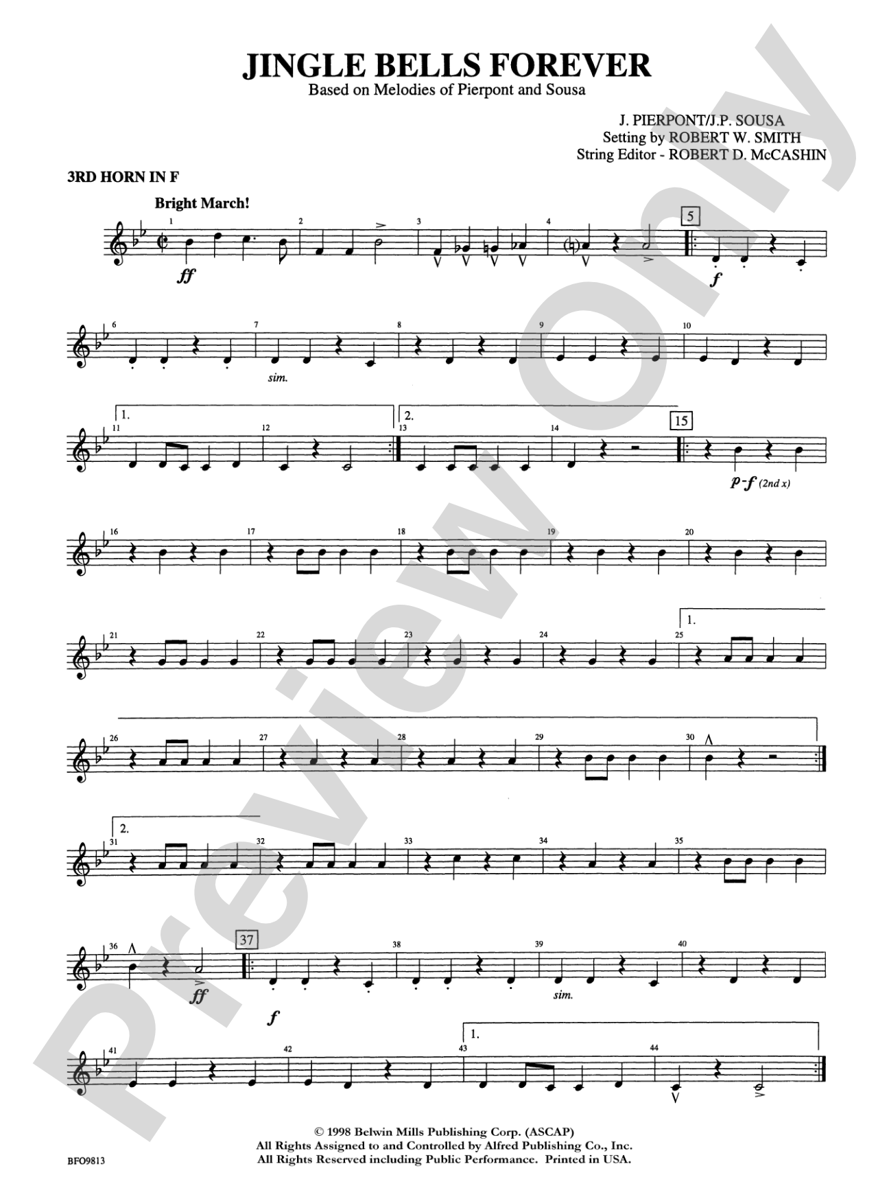 Jingle Bells Forever: 3rd F Horn