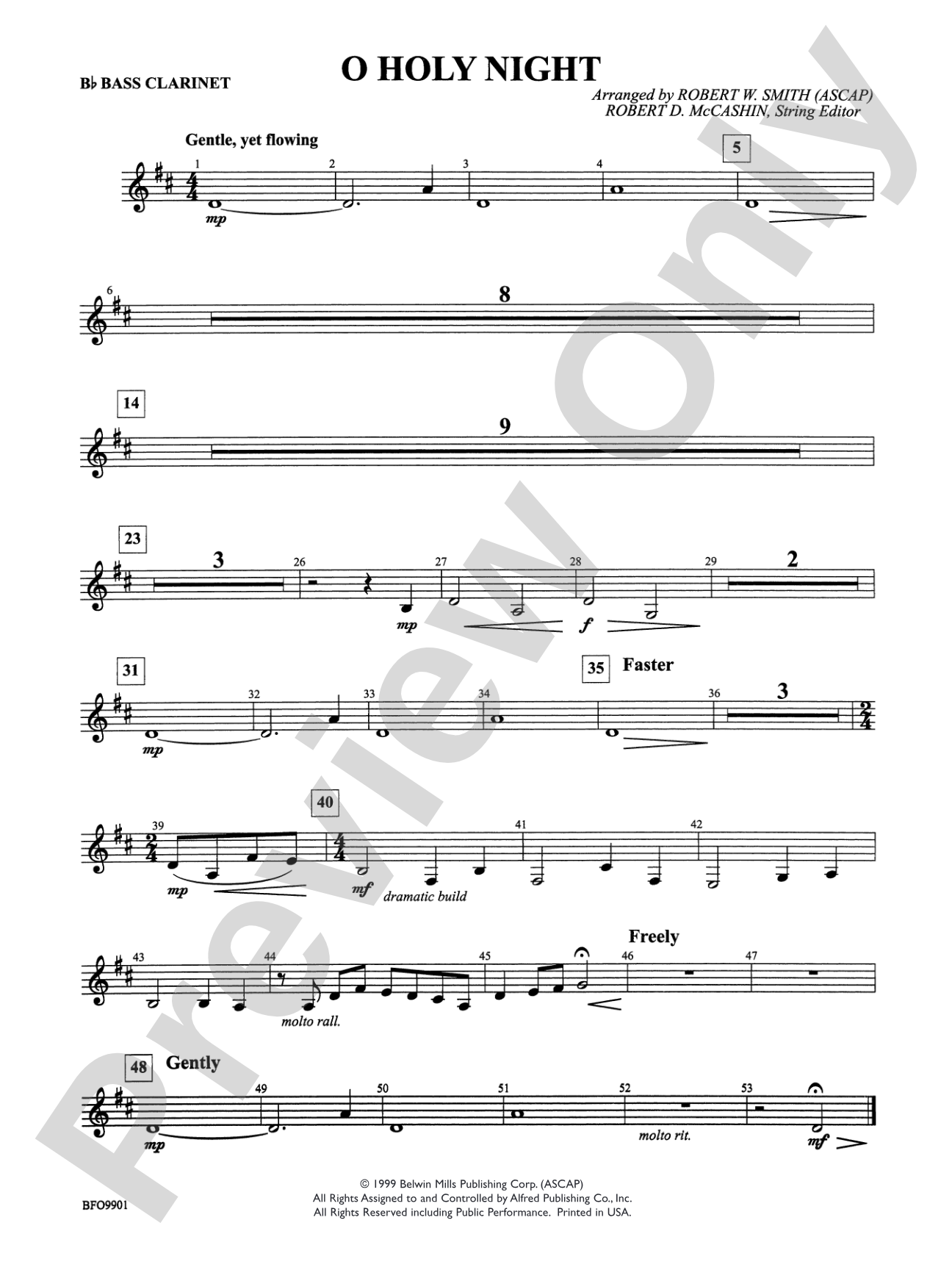 O Holy Night: B-flat Bass Clarinet
