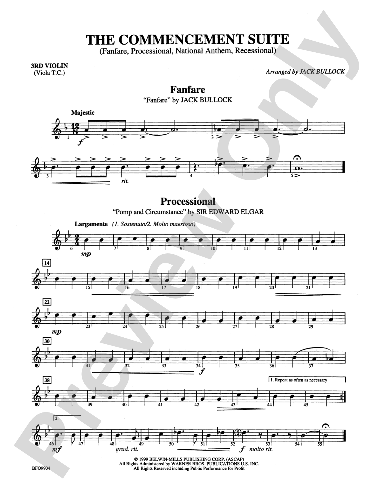 Commencement Suite: 3rd Violin (Viola [TC])