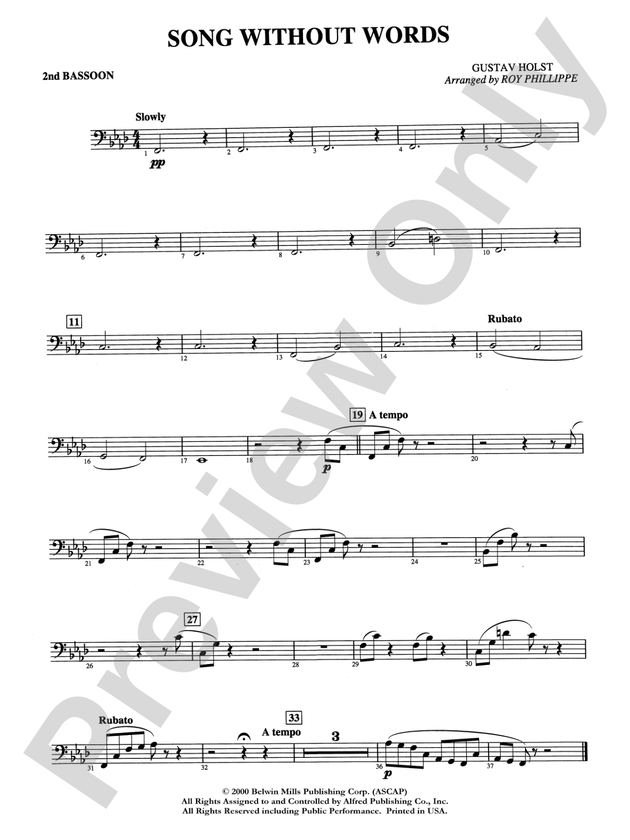 Song without Words: 2nd Bassoon