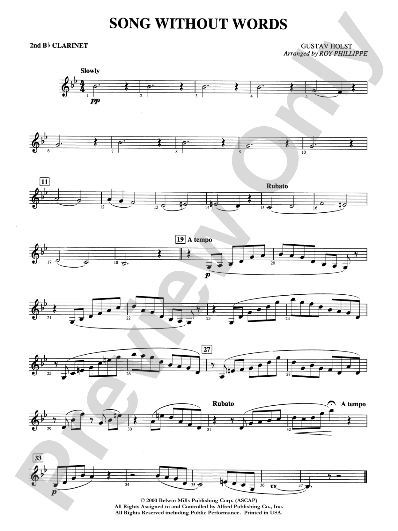 Song without Words: 2nd B-flat Clarinet