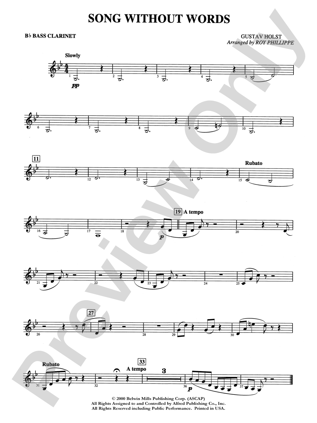 Song without Words: B-flat Bass Clarinet