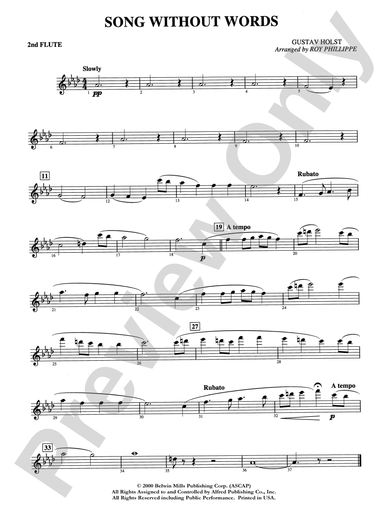 Song without Words: 2nd Flute