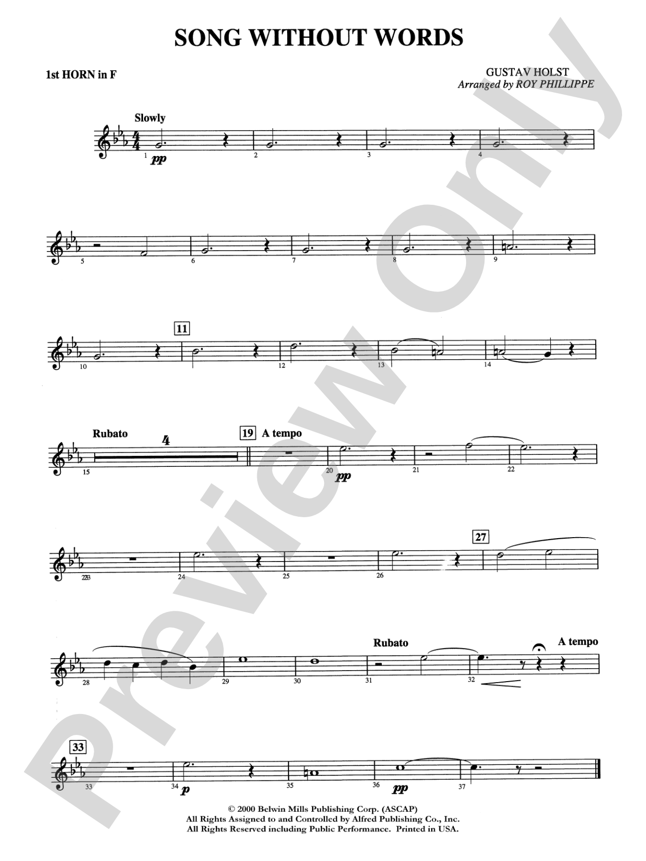 Song without Words: 1st F Horn