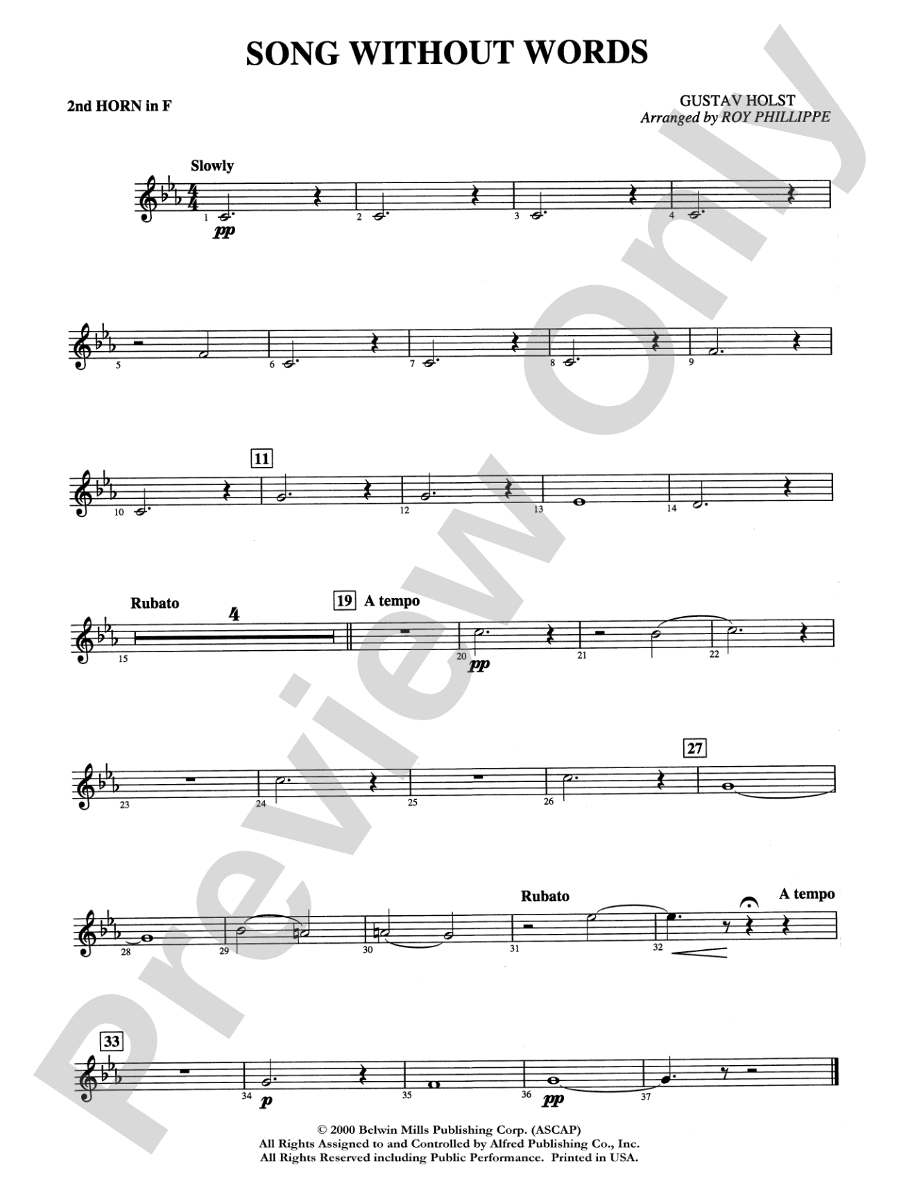 Song without Words: 2nd F Horn