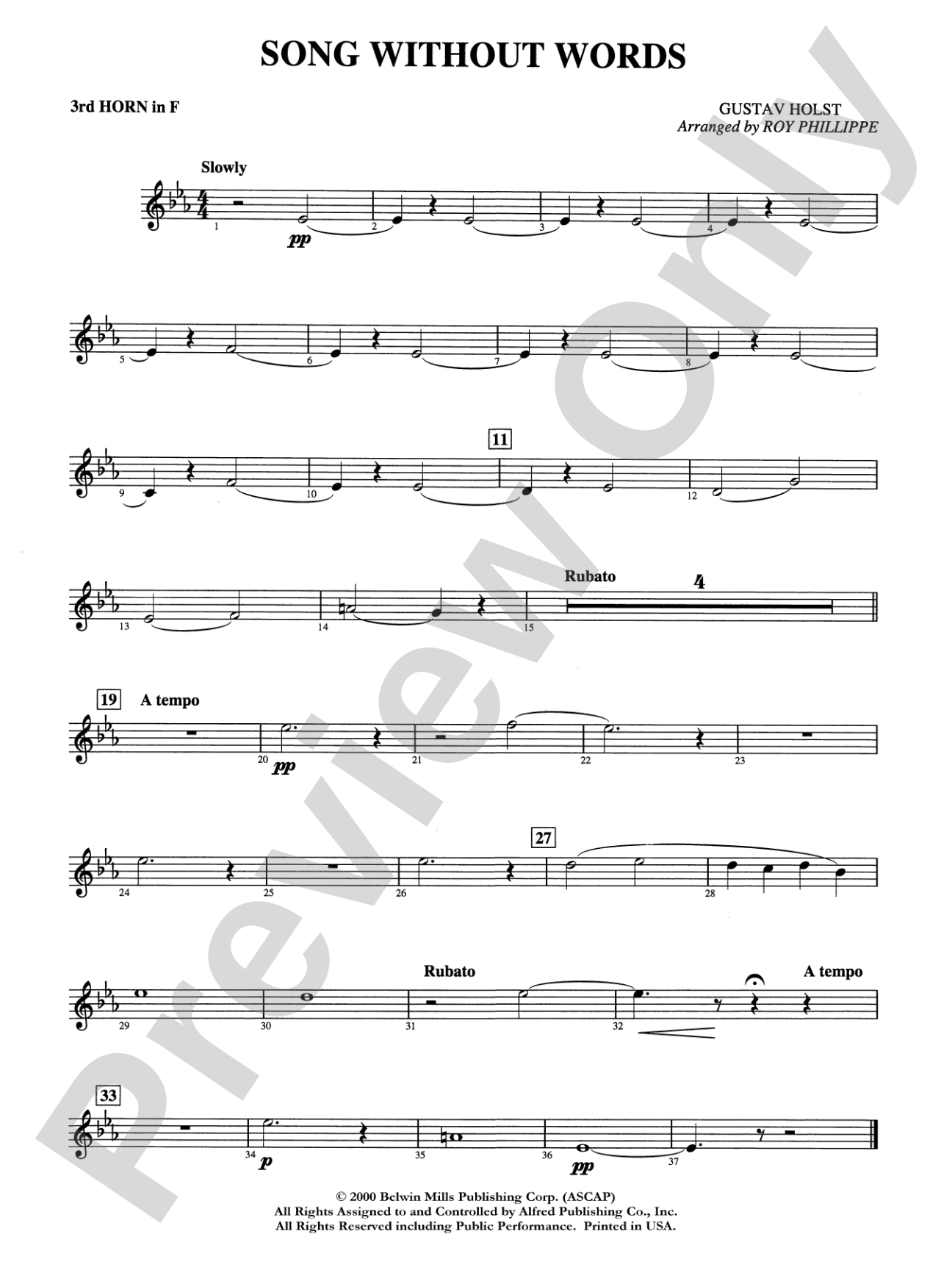Song without Words: 3rd F Horn