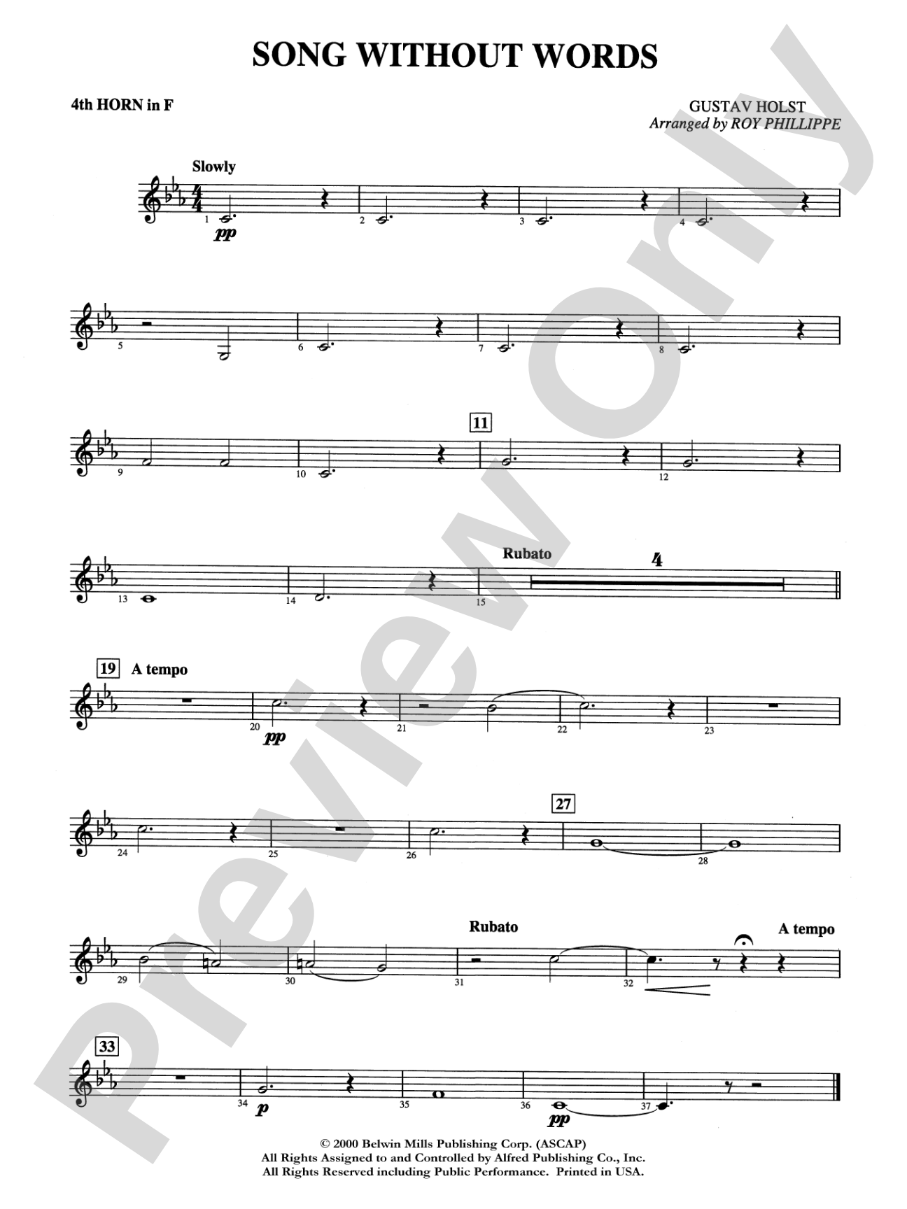 Song without Words: 4th F Horn