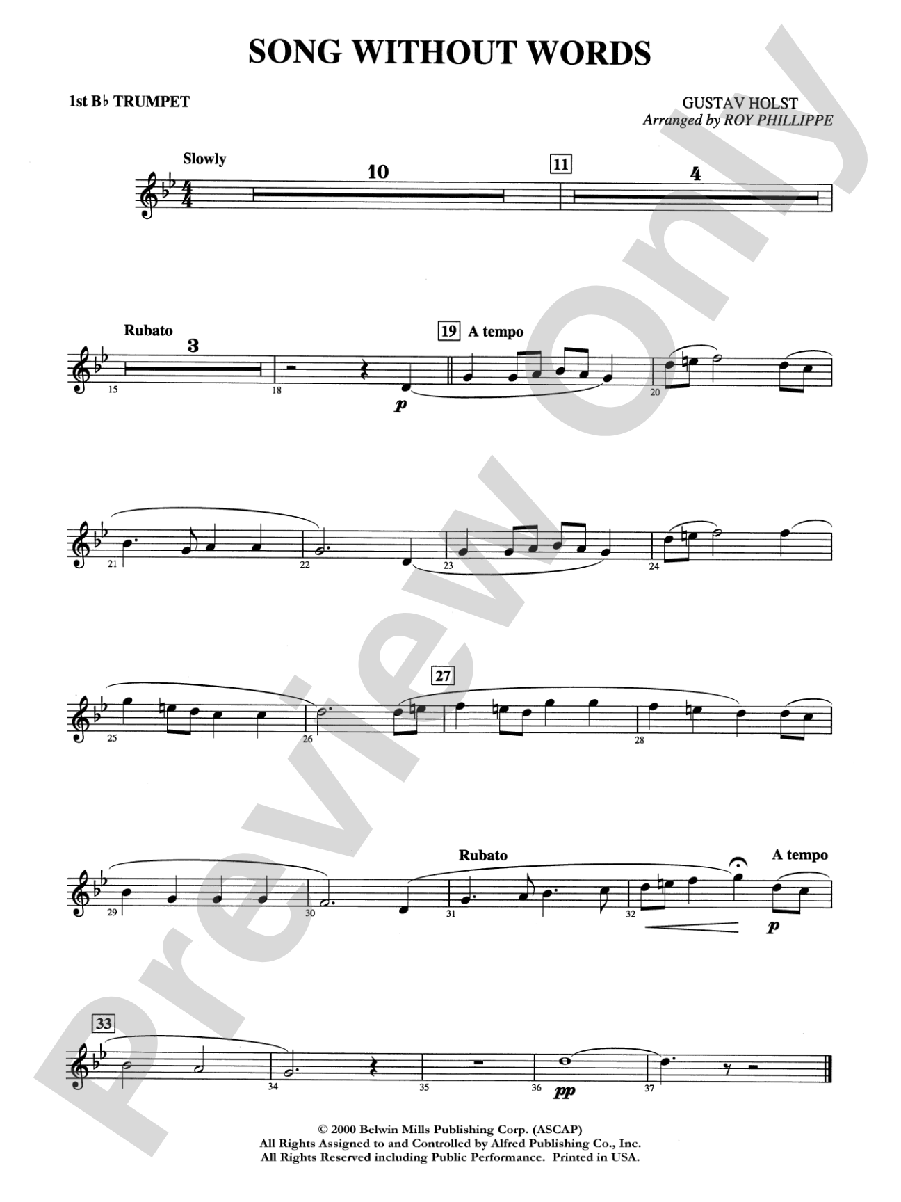 Song without Words: 1st B-flat Trumpet
