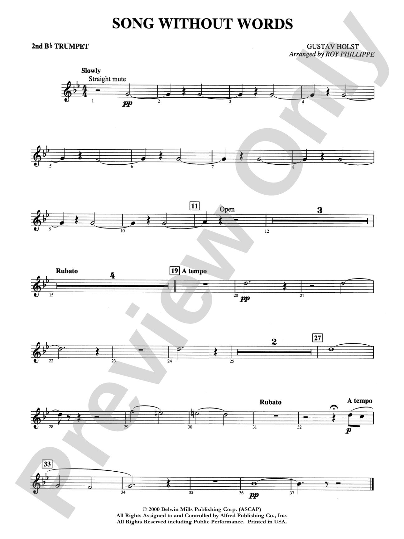 Song without Words: 2nd B-flat Trumpet