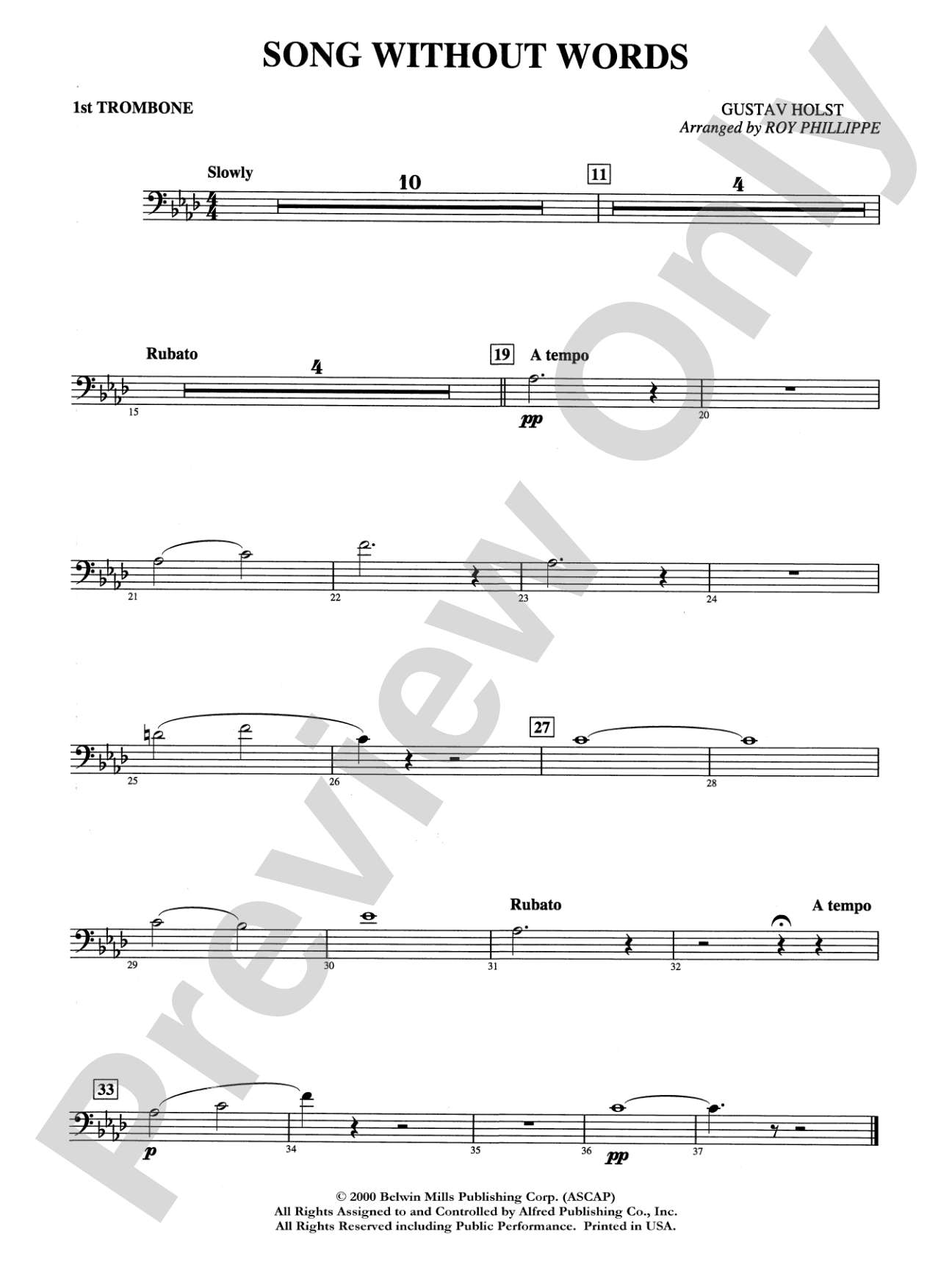 Song without Words: 1st Trombone