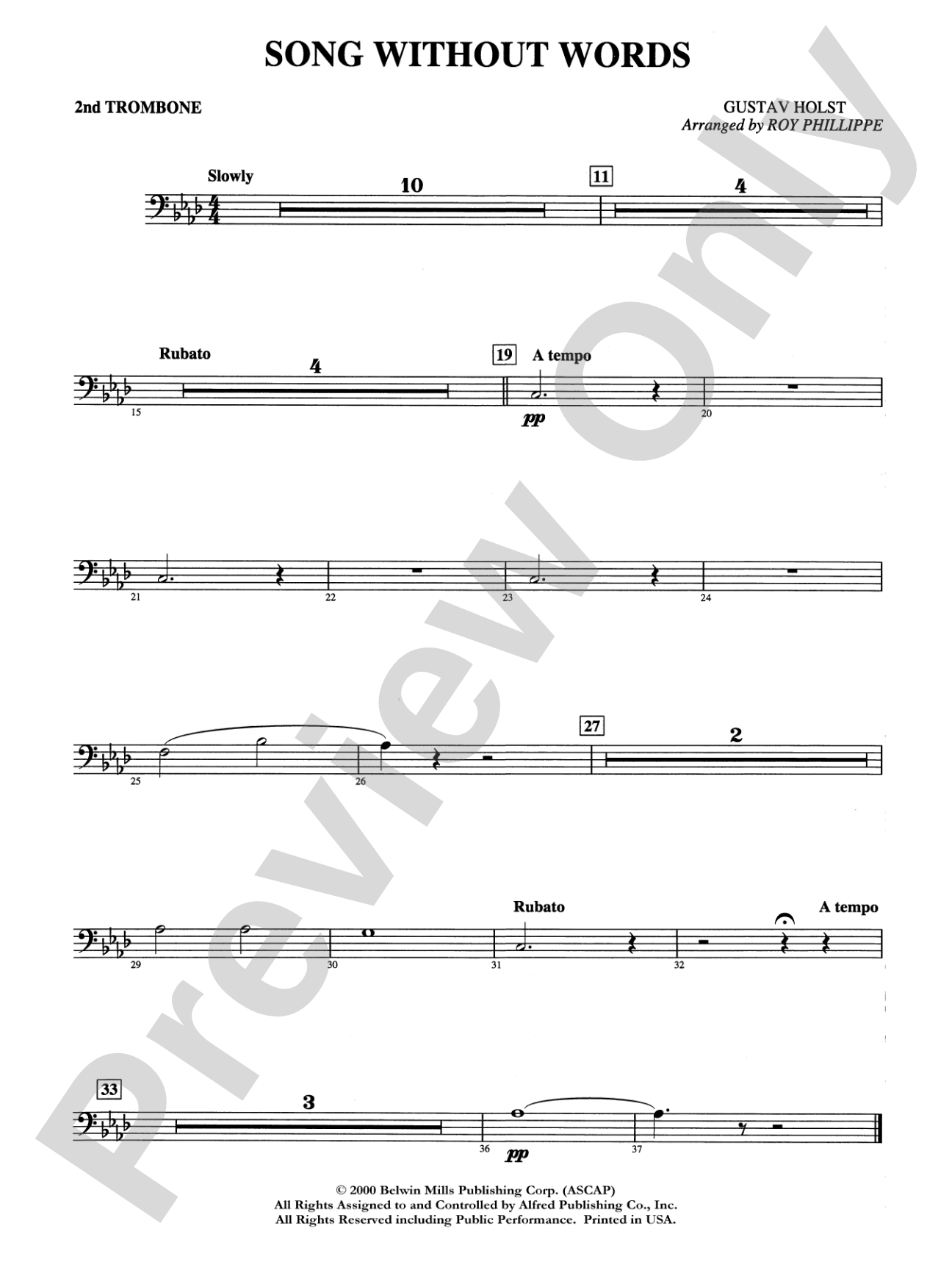 Song without Words: 2nd Trombone
