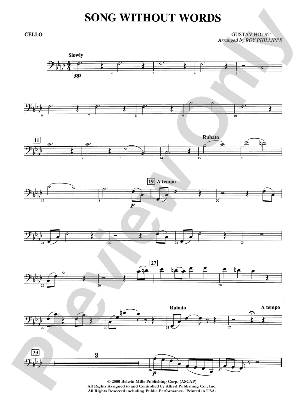 Song without Words: Cello