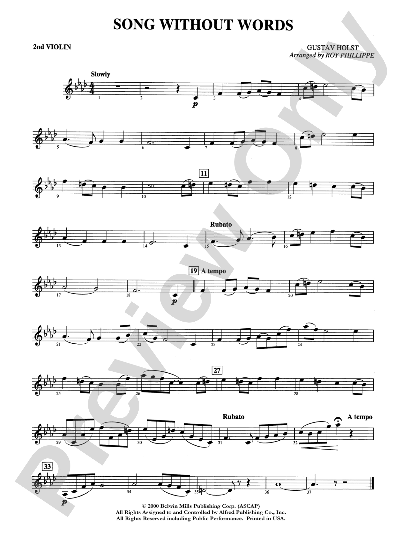 Song without Words: 2nd Violin