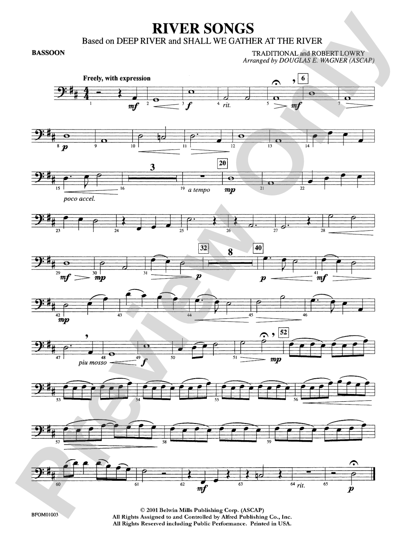 River Songs (based on "Deep River" and "Shall We Gather at the River"): Bassoon
