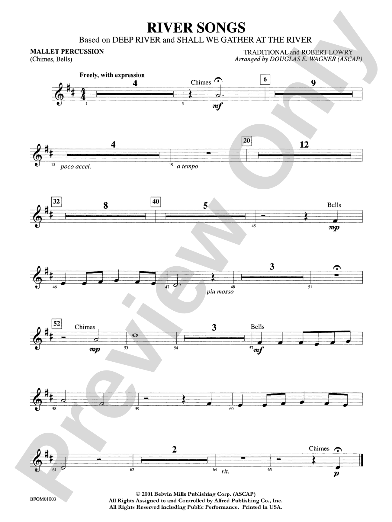 River Songs (based on "Deep River" and "Shall We Gather at the River"): Mallets