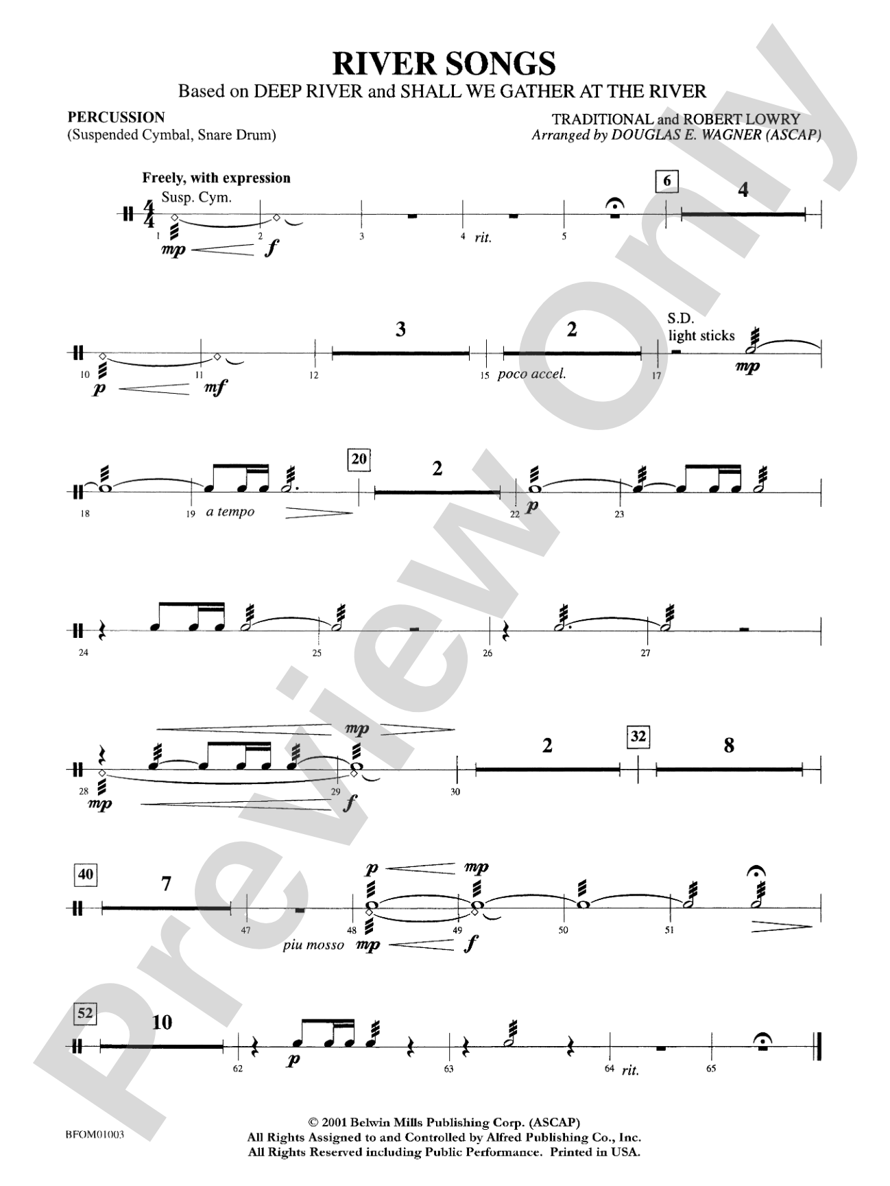 River Songs (based on "Deep River" and "Shall We Gather at the River"): 1st Percussion