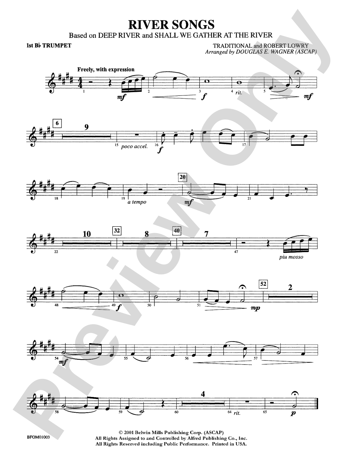 River Songs (based on "Deep River" and "Shall We Gather at the River"): 1st B-flat Trumpet