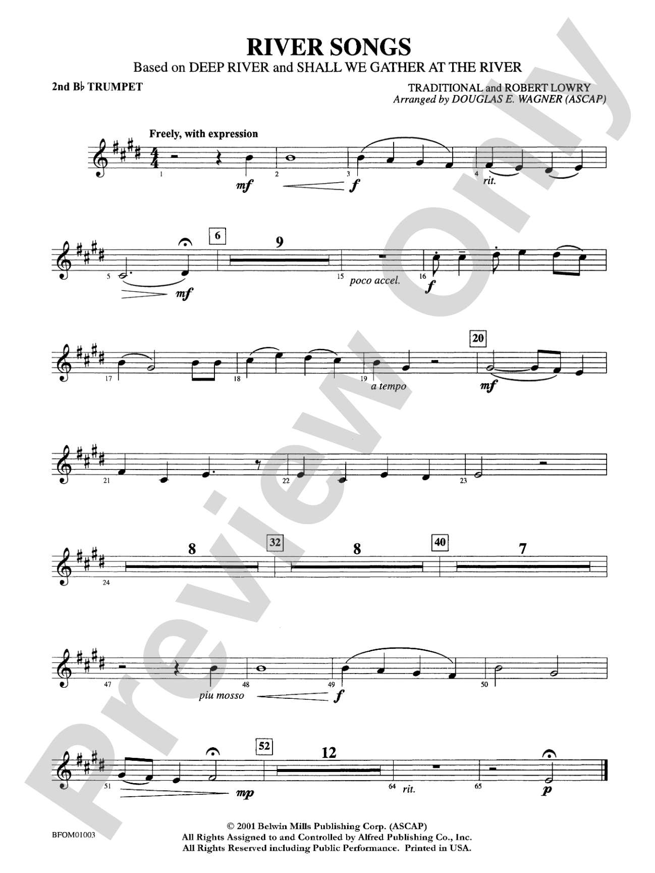 River Songs (based on "Deep River" and "Shall We Gather at the River"): 2nd B-flat Trumpet