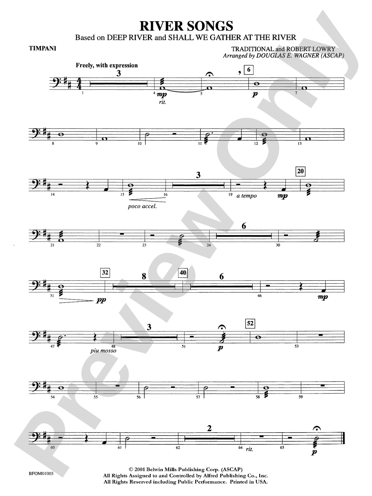 River Songs (based on "Deep River" and "Shall We Gather at the River"): Timpani