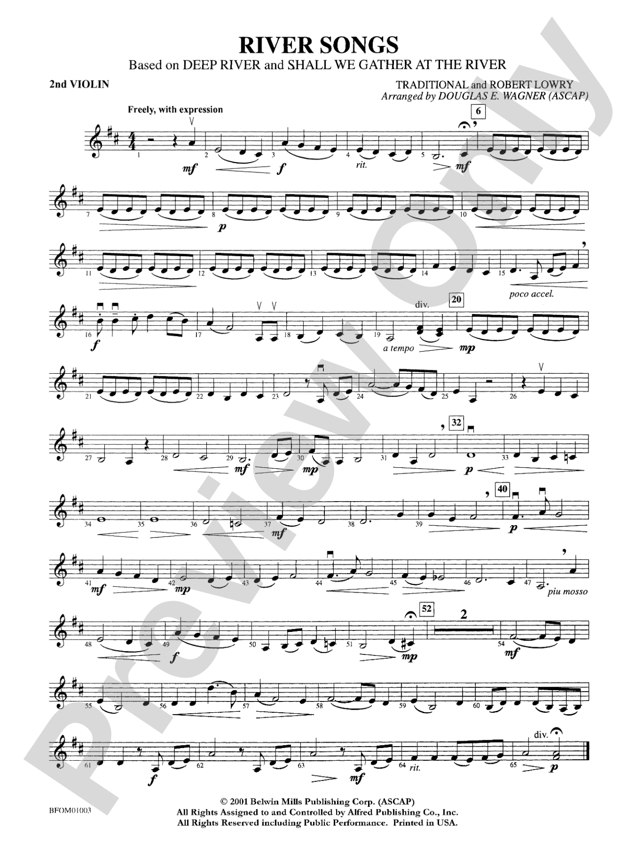 River Songs (based on "Deep River" and "Shall We Gather at the River"): 2nd Violin