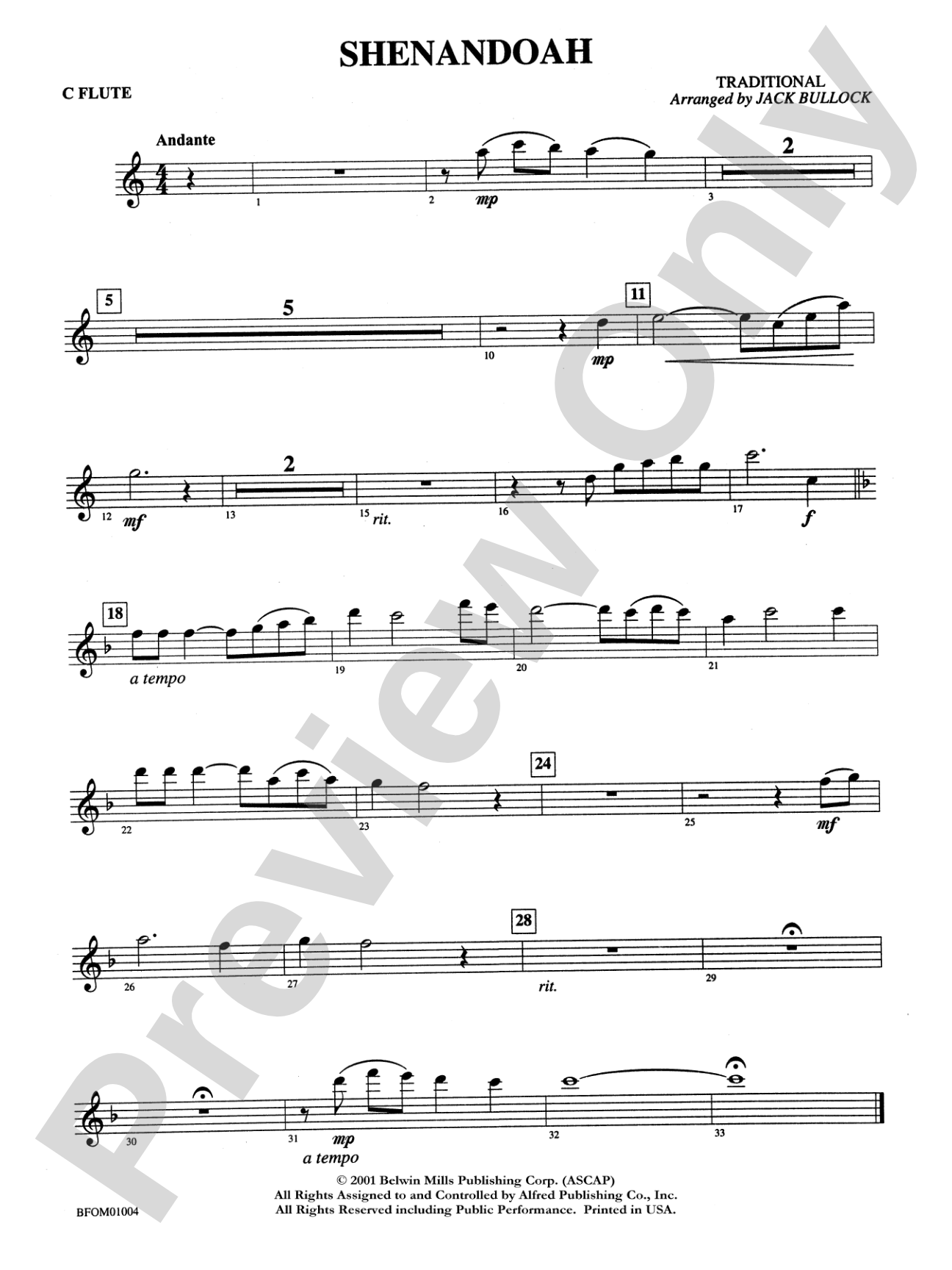 Shenandoah: Flute