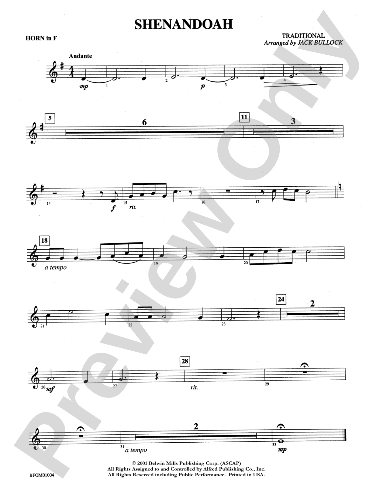 Shenandoah: 1st F Horn