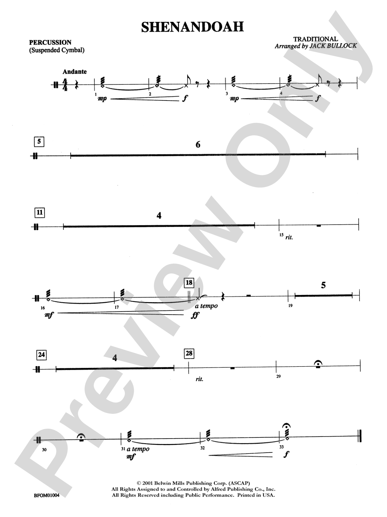 Shenandoah: 1st Percussion