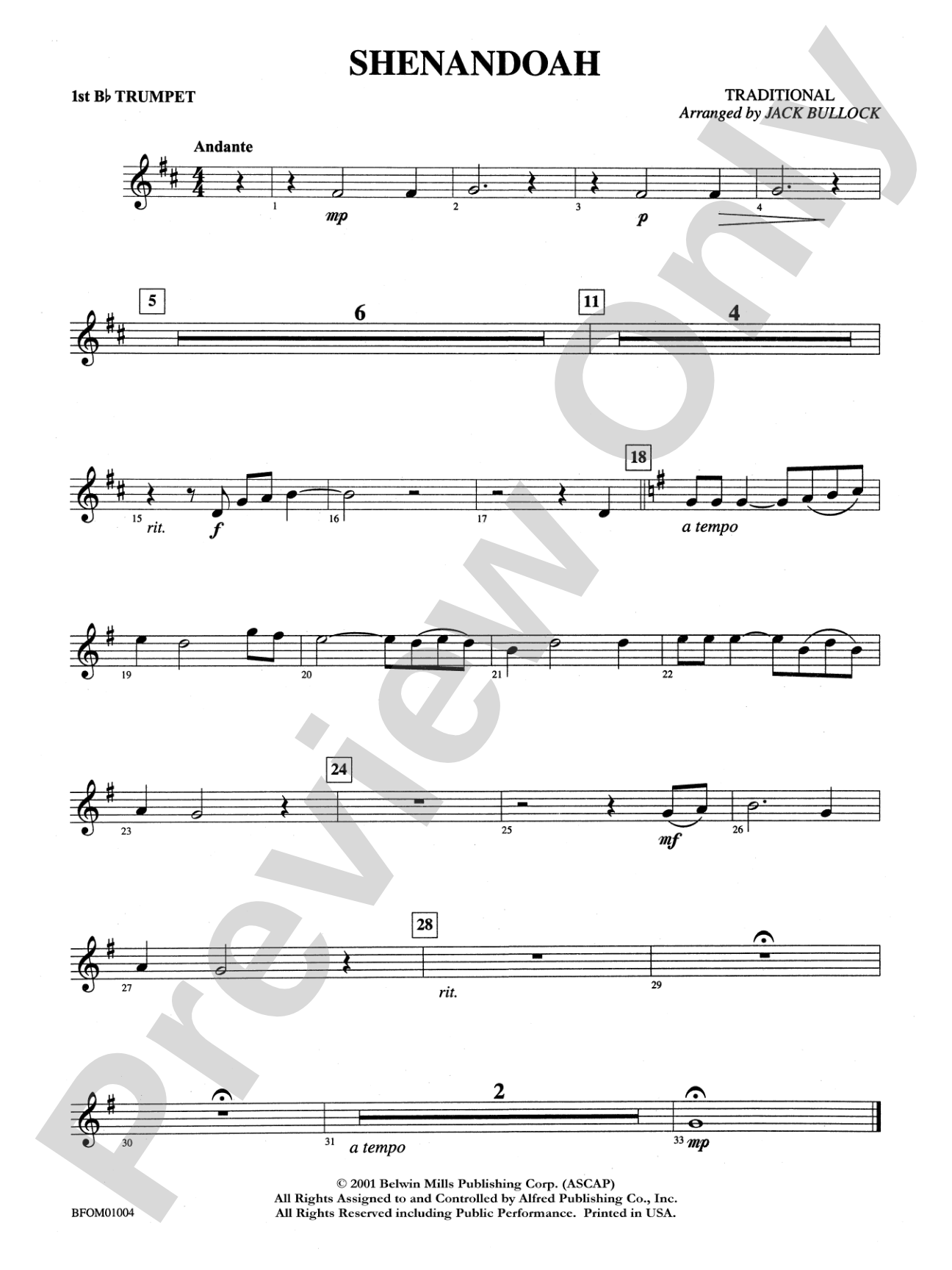 Shenandoah: 1st B-flat Trumpet