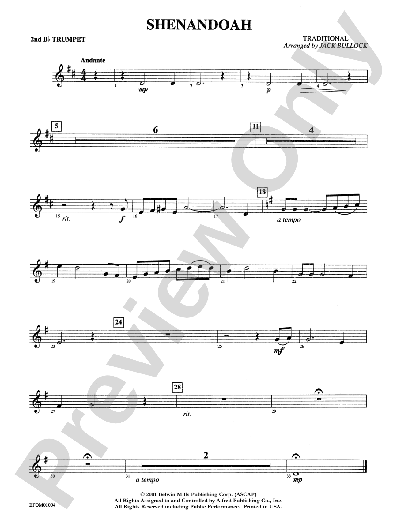 Shenandoah: 2nd B-flat Trumpet