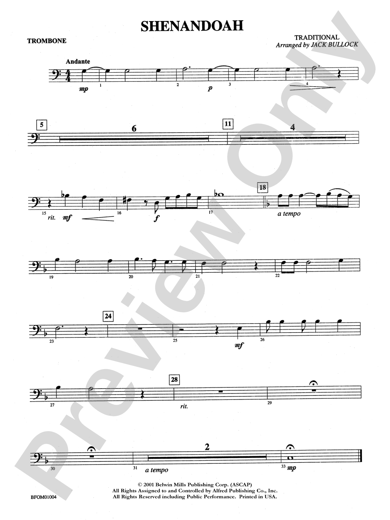 Shenandoah: 1st Trombone