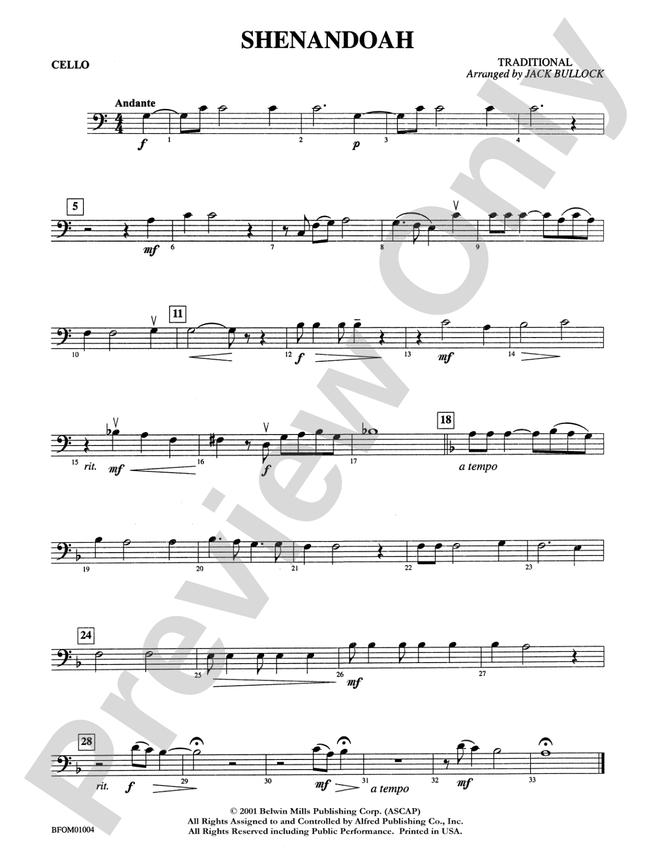 Shenandoah: Cello