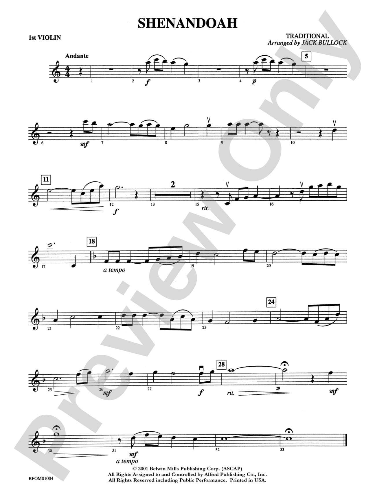 Shenandoah: 1st Violin