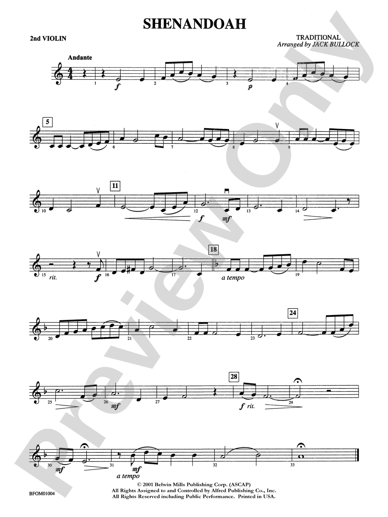 Shenandoah: 2nd Violin