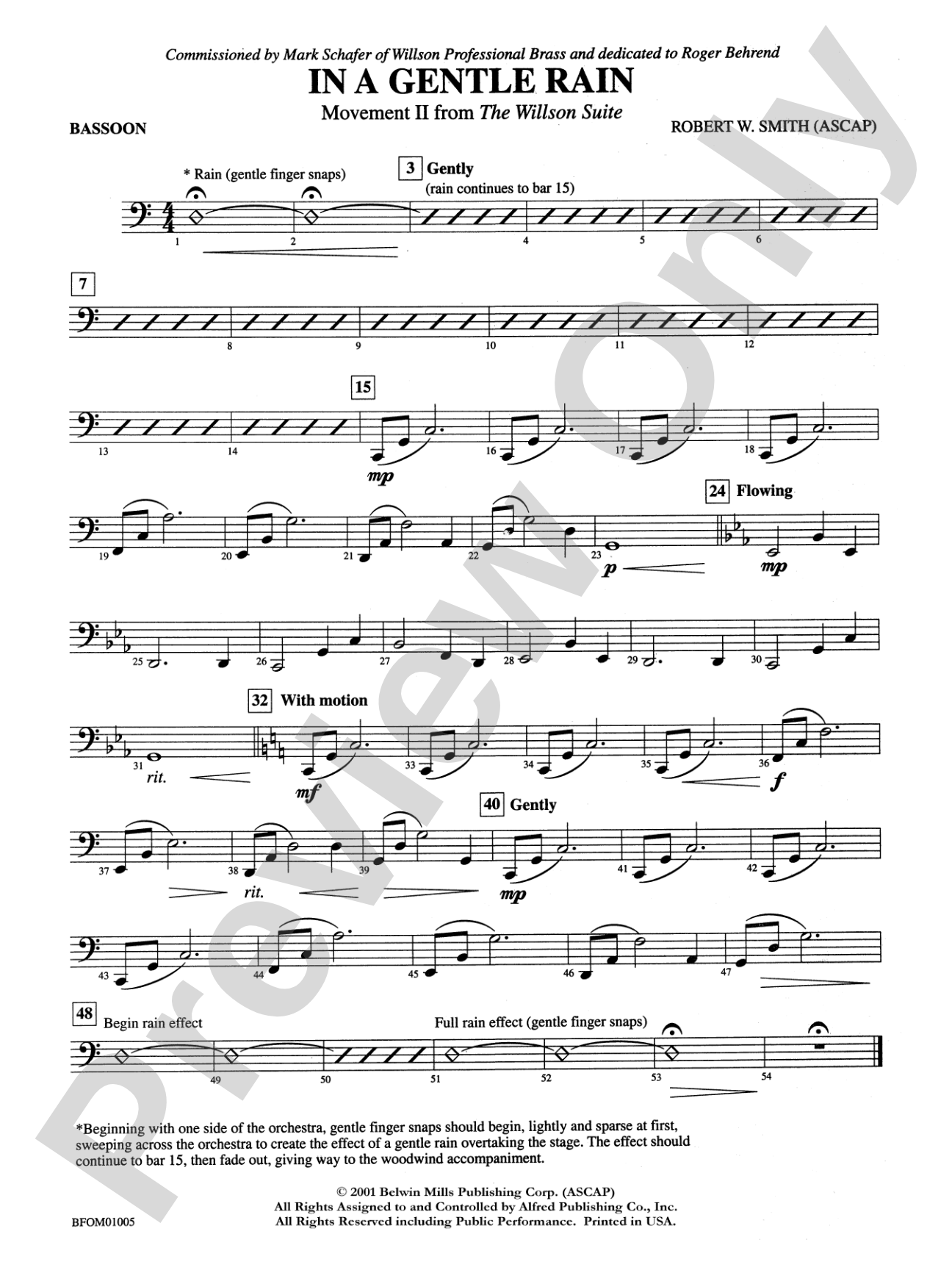 In a Gentle Rain (Movement II from the Willson Suite): Bassoon