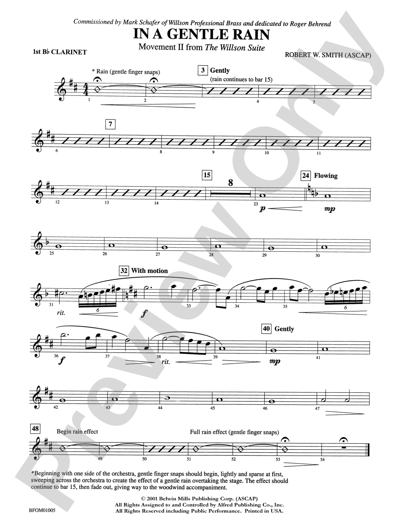In a Gentle Rain (Movement II from the Willson Suite): 1st B-flat Clarinet