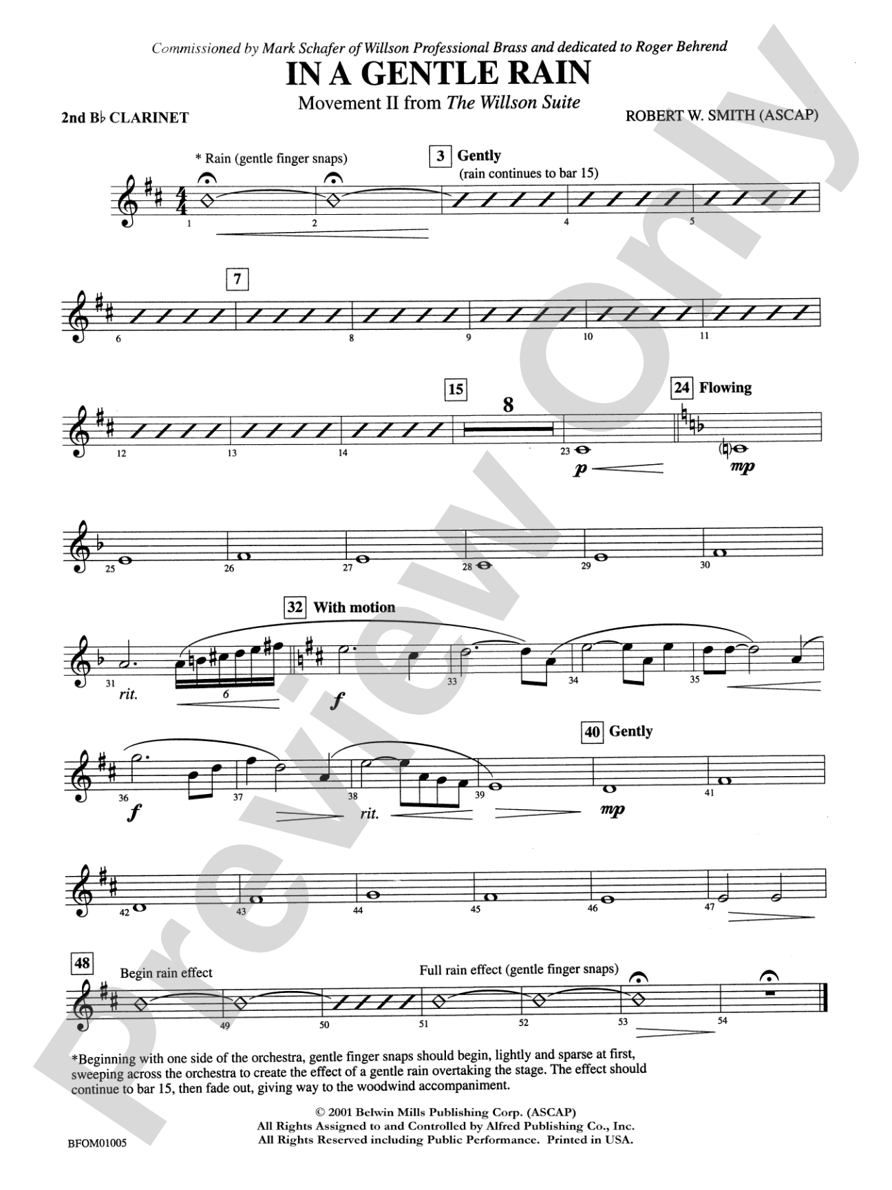 In a Gentle Rain (Movement II from the Willson Suite): 2nd B-flat Clarinet