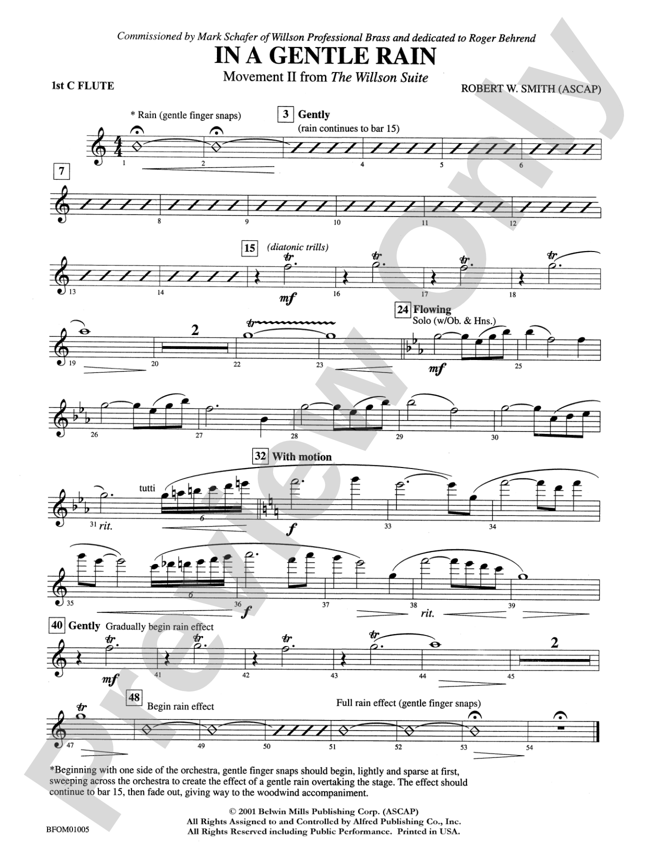 In a Gentle Rain (Movement II from the Willson Suite): Flute