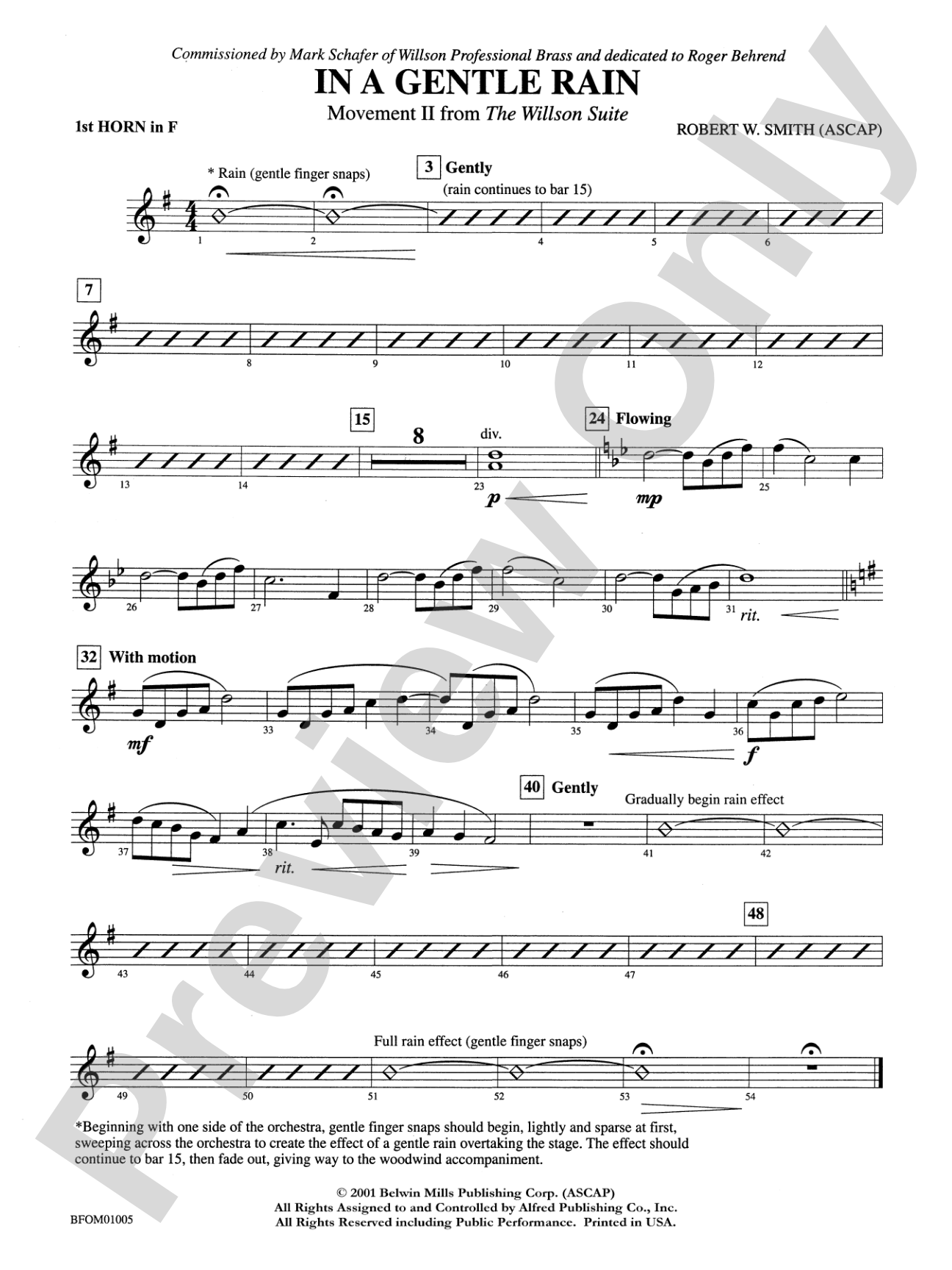 In a Gentle Rain (Movement II from the Willson Suite): 1st F Horn