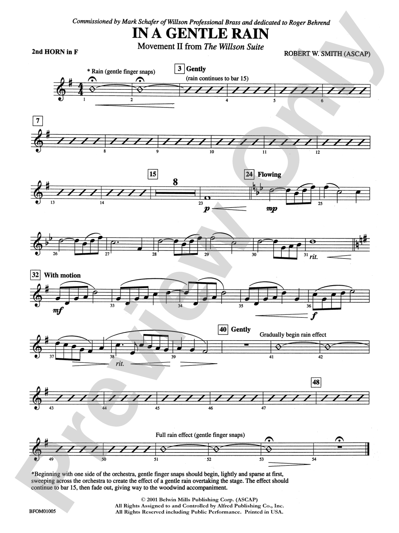 In a Gentle Rain (Movement II from the Willson Suite): 2nd F Horn