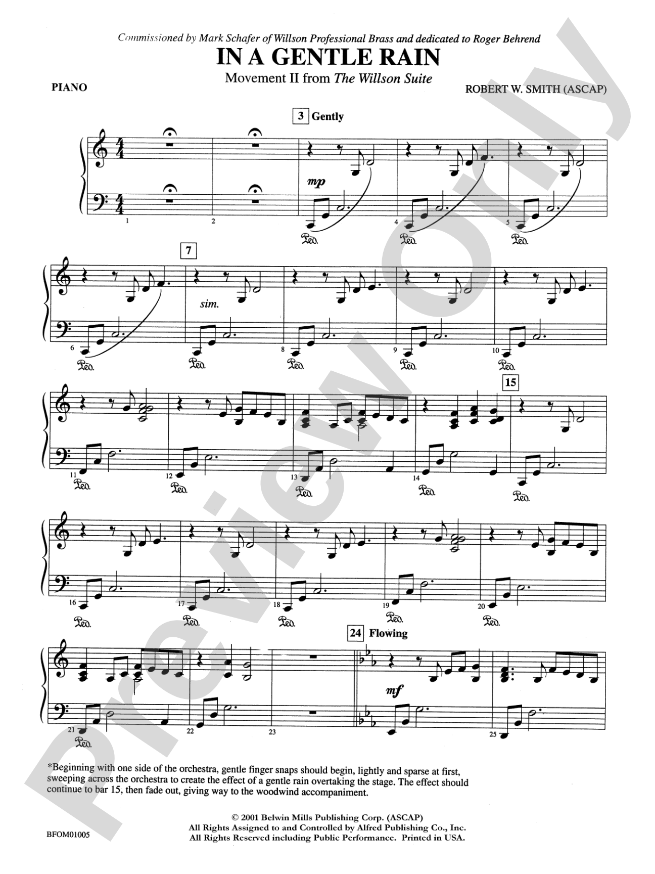 In a Gentle Rain (Movement II from the Willson Suite): Piano Accompaniment