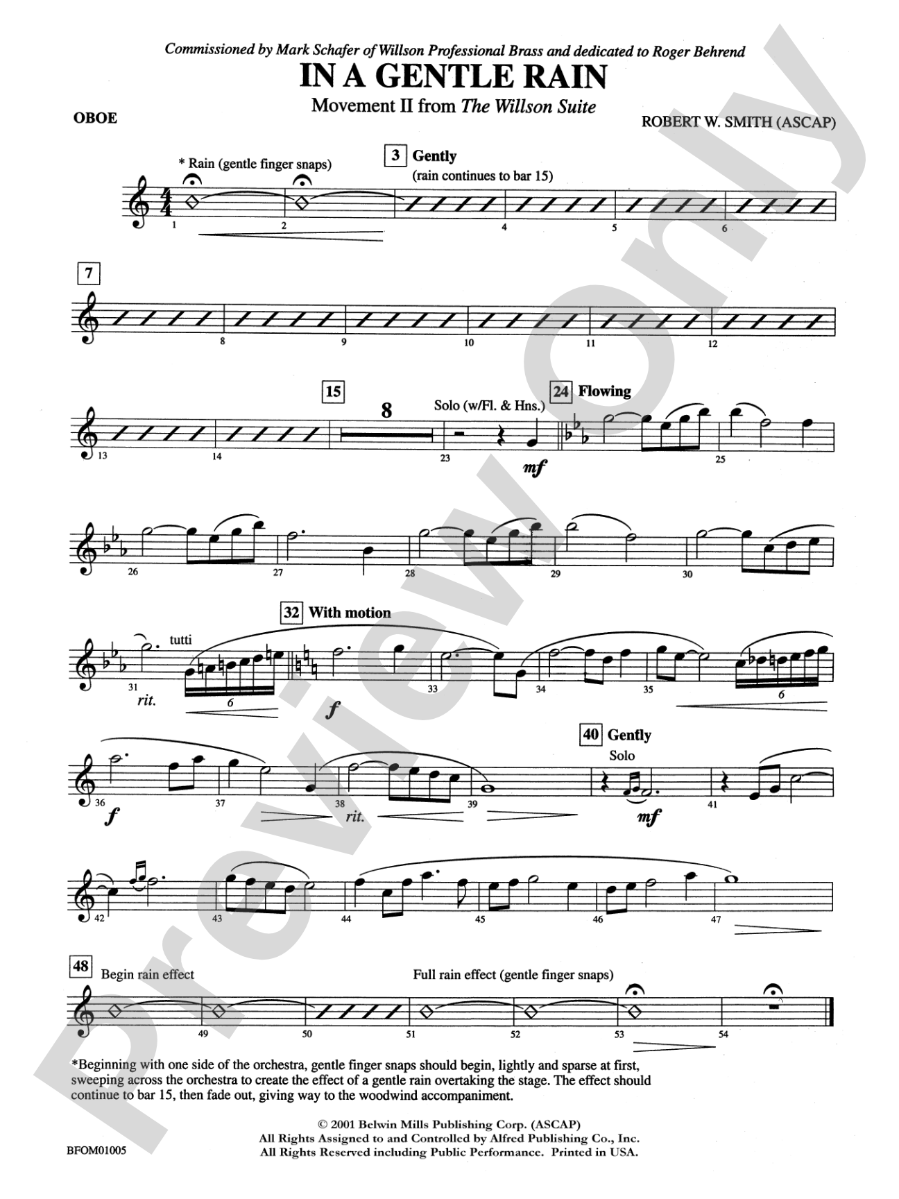 In a Gentle Rain (Movement II from the Willson Suite): Oboe