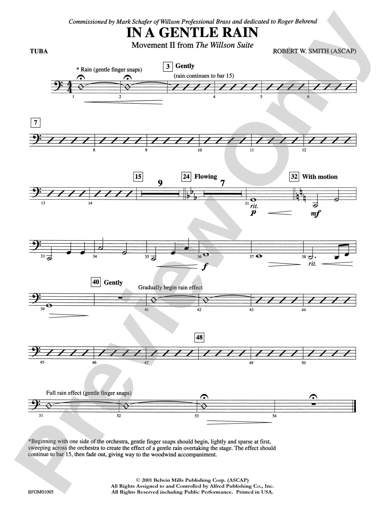 In a Gentle Rain (Movement II from the Willson Suite): Tuba