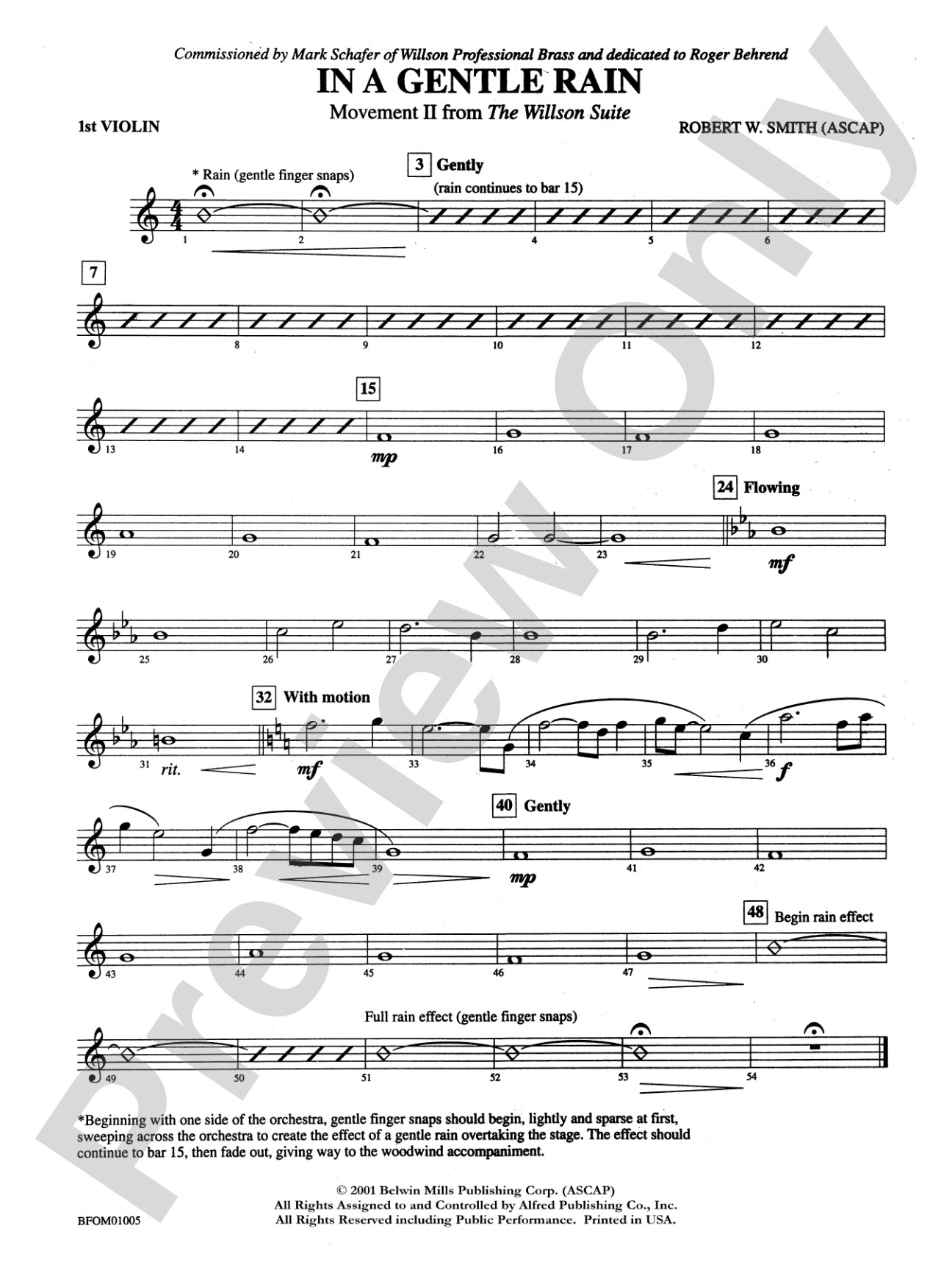 In a Gentle Rain (Movement II from the Willson Suite): 1st Violin
