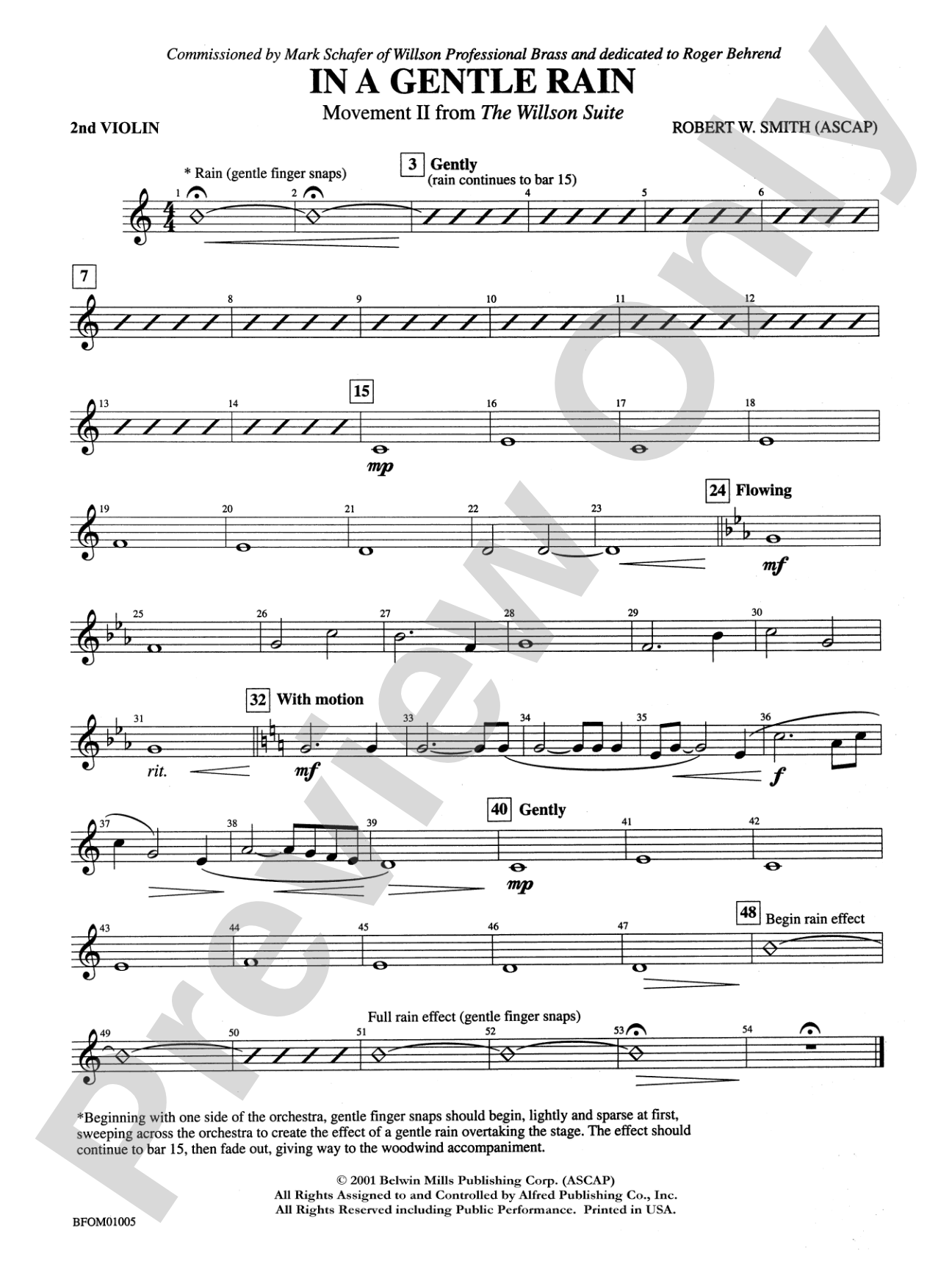 In a Gentle Rain (Movement II from the Willson Suite): 2nd Violin