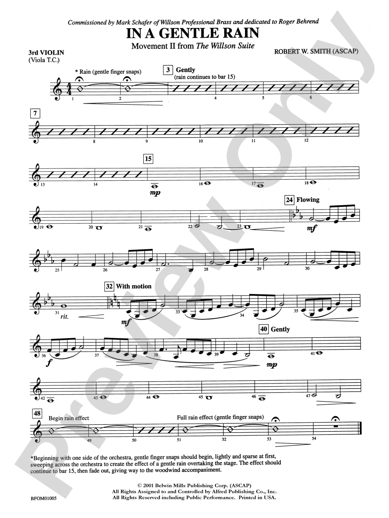 In a Gentle Rain (Movement II from the Willson Suite): 3rd Violin (Viola [TC])